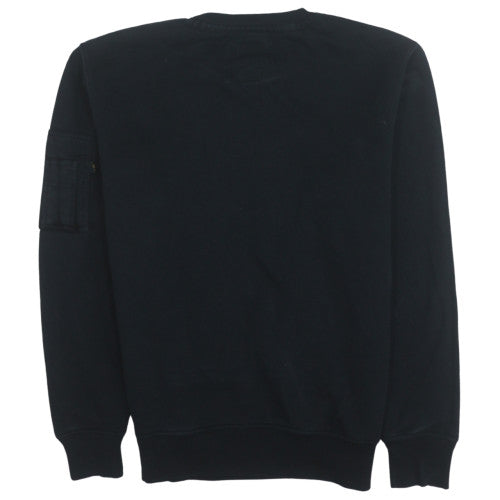 Alpha Industries Men's Black NASA Logo Crew Neck Sweatshirt M