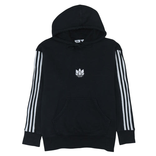 Adidas Women Black Small Pullover Hoodie 3-Stripes Logo Cotton Blend