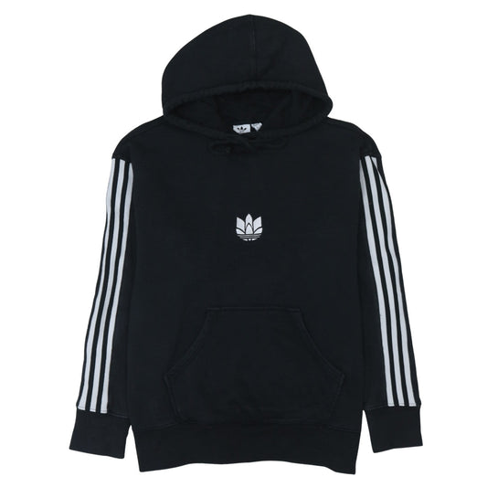 Adidas Women Black Small Pullover Hoodie 3-Stripes Logo Cotton Blend