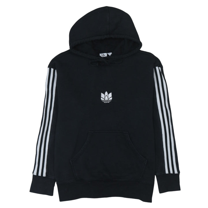 Adidas Women Black Small Pullover Hoodie 3-Stripes Logo Cotton Blend