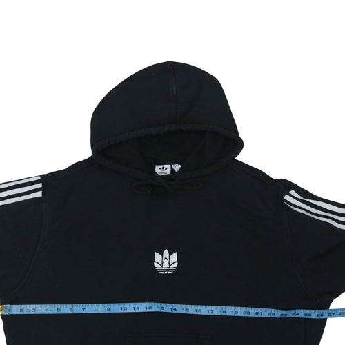 Adidas Women Black Small Pullover Hoodie 3-Stripes Logo Cotton Blend