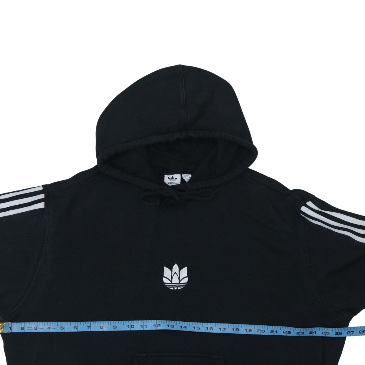 Adidas Women Black Small Pullover Hoodie 3-Stripes Logo Cotton Blend