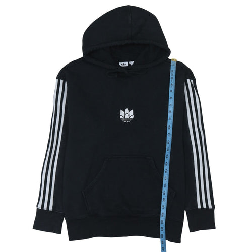Adidas Women Black Small Pullover Hoodie 3-Stripes Logo Cotton Blend