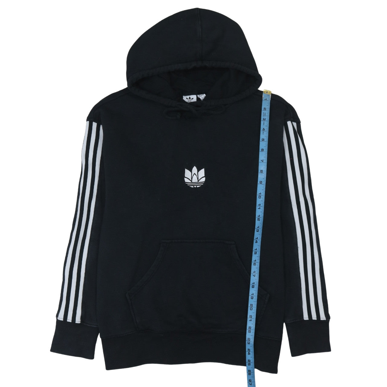 Adidas Women Black Small Pullover Hoodie 3-Stripes Logo Cotton Blend