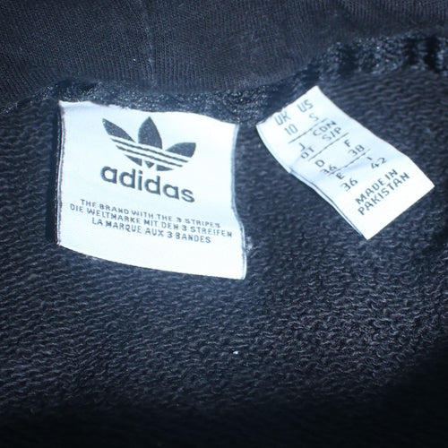 Adidas Women Black Small Pullover Hoodie 3-Stripes Logo Cotton Blend