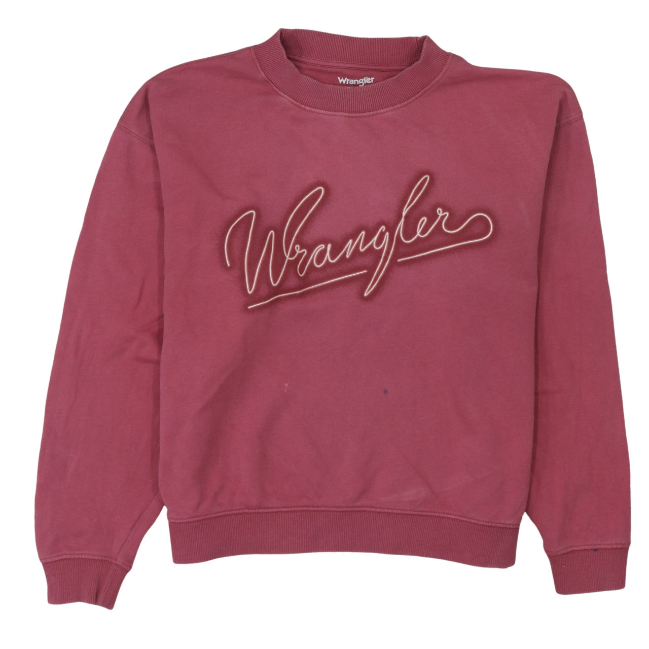 Wrangler Womens Pink Logo Crew Neck Sweatshirt Size M Cotton Casual