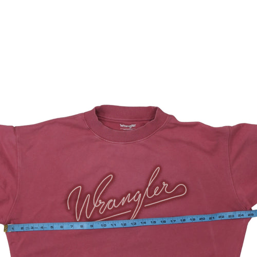 Wrangler Womens Pink Logo Crew Neck Sweatshirt Size M Cotton Casual