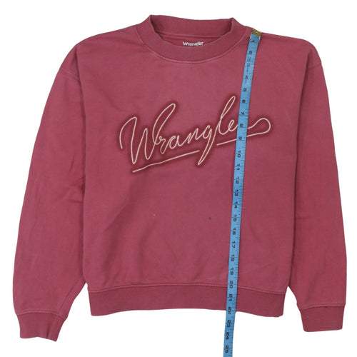 Wrangler Womens Pink Logo Crew Neck Sweatshirt Size M Cotton Casual