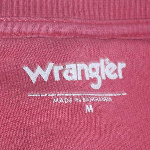 Wrangler Womens Pink Logo Crew Neck Sweatshirt Size M Cotton Casual