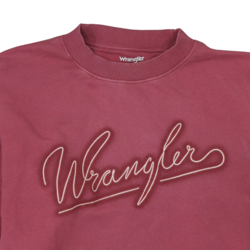 Wrangler Womens Pink Logo Crew Neck Sweatshirt Size M Cotton Casual