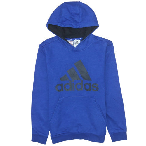 Adidas Boys Blue Pullover Hoodie 11-12 Years Cotton Blend Sportswear