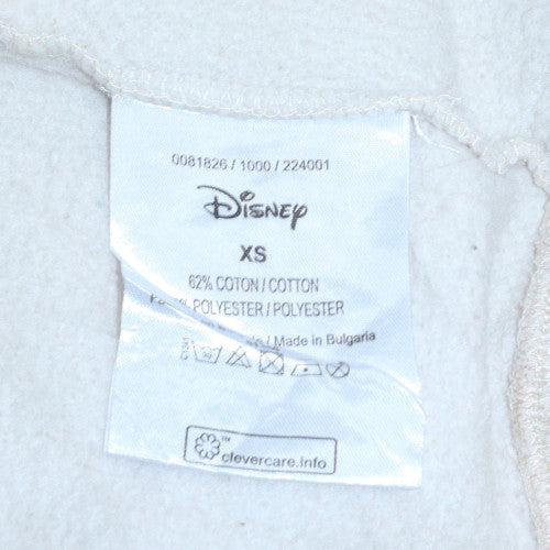 Disney Women XS Beige Stitch Hoodie Pullover Sweatshirt