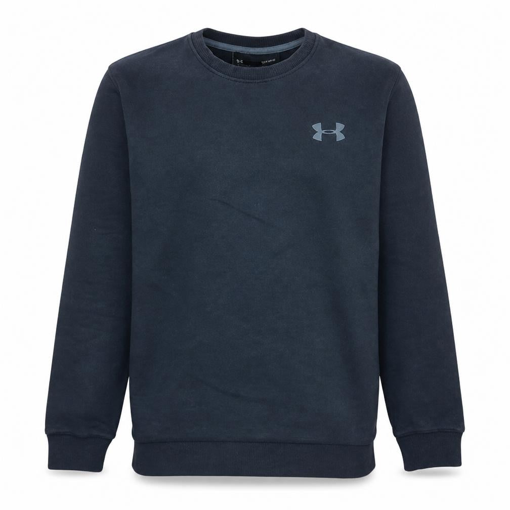 Front view of Under Armour Men's Black Medium Pullover Sweatshirt Crew Neck Fitted