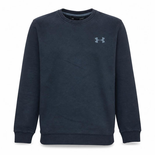 Front view of Under Armour Men's Black Medium Pullover Sweatshirt Crew Neck Fitted