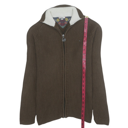 Tommy Hilfiger Mens Brown Full Zip Cotton Knit Jumper Size L