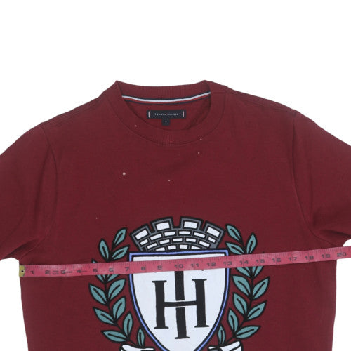 Tommy Hilfiger Women Red Crew Neck Pullover Sweatshirt Size S