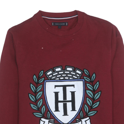 Tommy Hilfiger Women Red Crew Neck Pullover Sweatshirt Size S