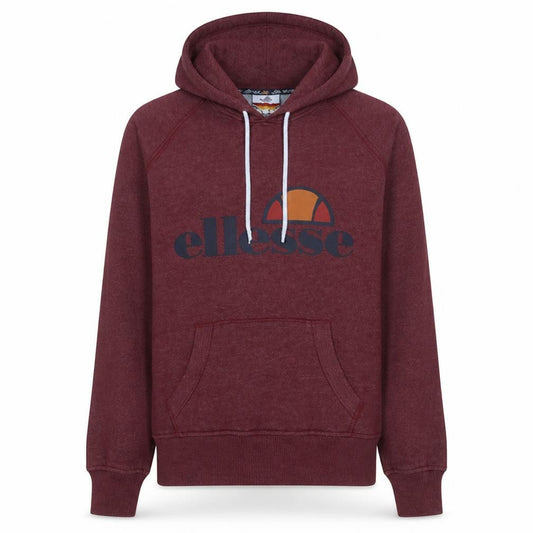 Front view of Ellesse Men's Red Pullover Hoodie XS Fleece Logo Sportswear