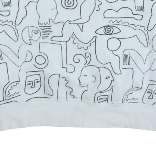 Monki Womens White Graphic Print Pullover Sweatshirt Size XXS