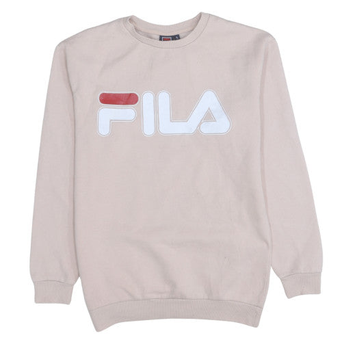FILA Womens Beige Small Pullover Sweatshirt Classic Logo Cotton Blend