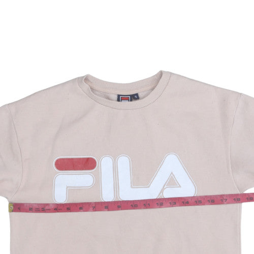 FILA Womens Beige Small Pullover Sweatshirt Classic Logo Cotton Blend