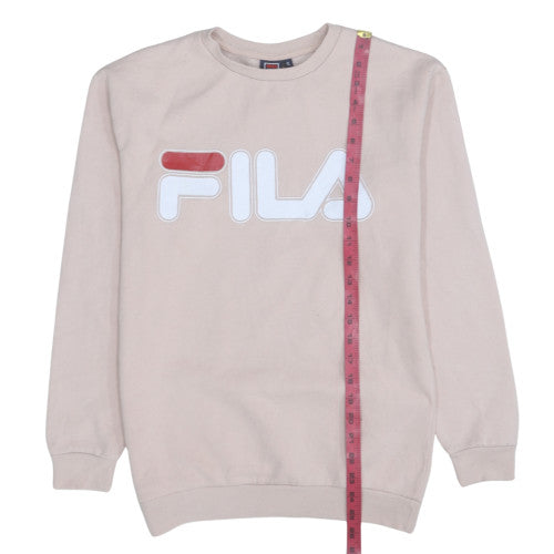 FILA Womens Beige Small Pullover Sweatshirt Classic Logo Cotton Blend