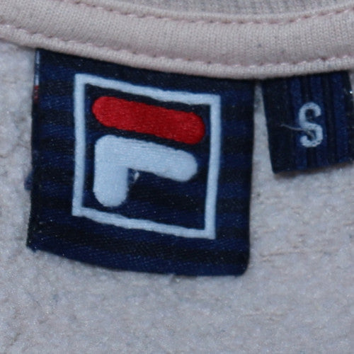 FILA Womens Beige Small Pullover Sweatshirt Classic Logo Cotton Blend