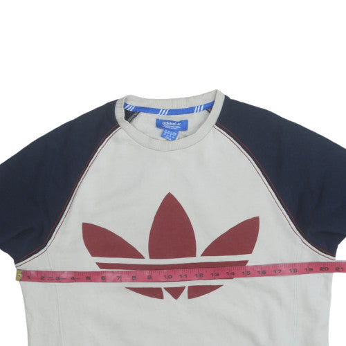 Adidas Mens Beige Crew Neck Pullover Sweatshirt XS Classic Logo