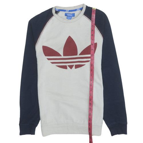 Adidas Mens Beige Crew Neck Pullover Sweatshirt XS Classic Logo