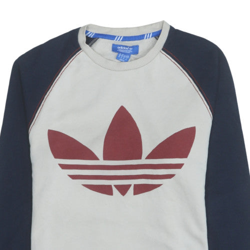 Adidas Mens Beige Crew Neck Pullover Sweatshirt XS Classic Logo