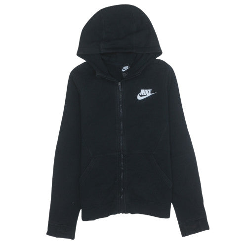 Nike Boys Black Full Zip Hoodie L 147-158cm Cozy Fleece Sweatshirt