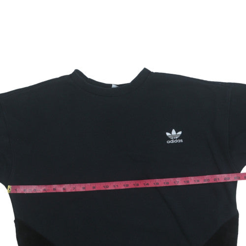 Adidas Womens Black Crew Neck Pullover Sweatshirt Size 14 Relaxed Fit