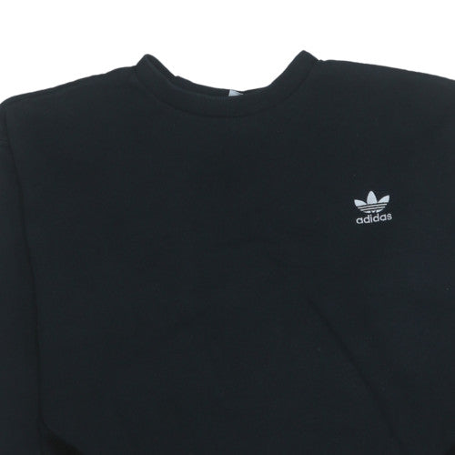 Adidas Womens Black Crew Neck Pullover Sweatshirt Size 14 Relaxed Fit