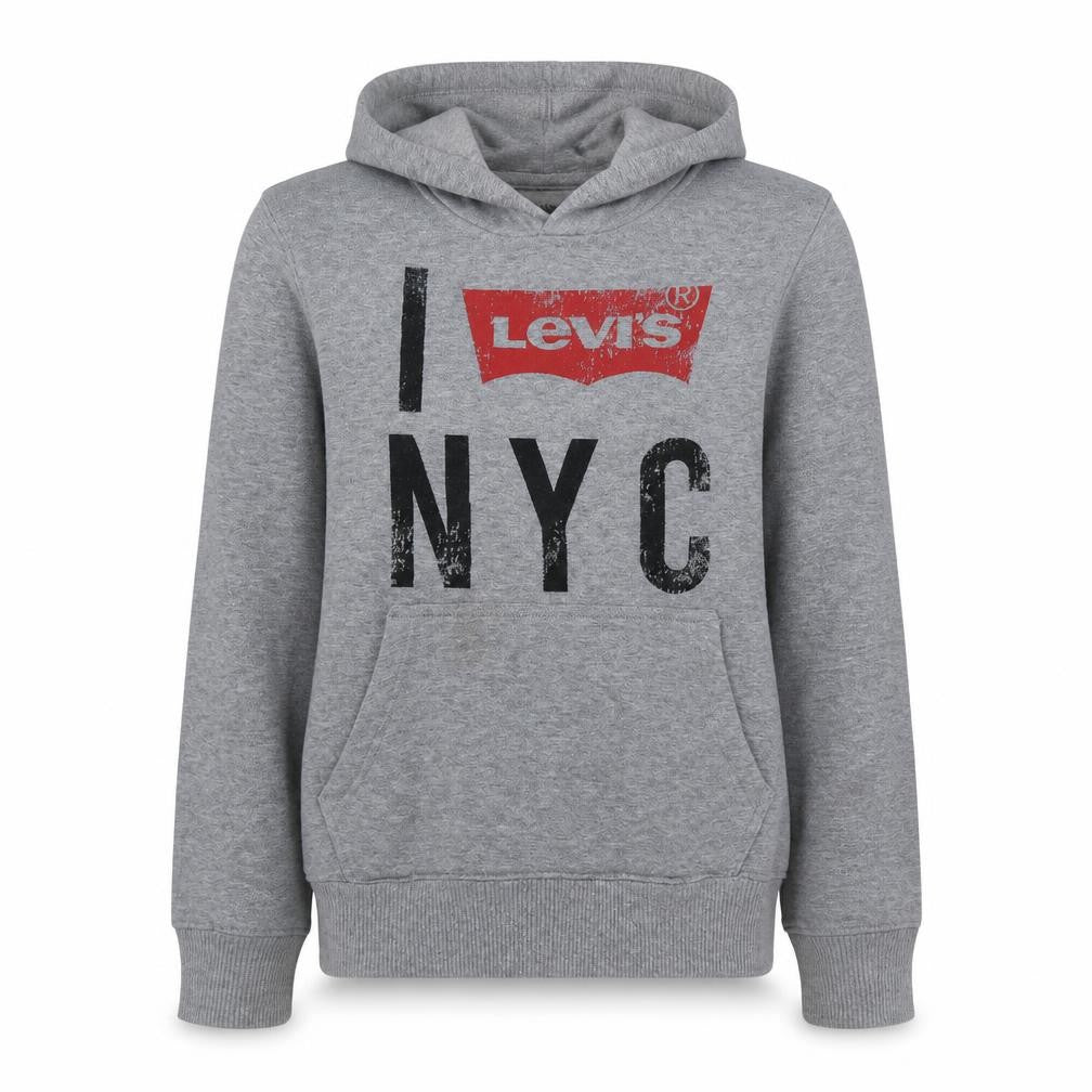Front view of Levi's women’s grey graphic hoodie large 16-18 pullover sweatshirt