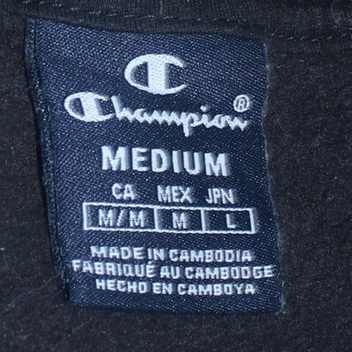 Champion Men's Black Pullover Sweatshirt Medium Crew Neck Fleece