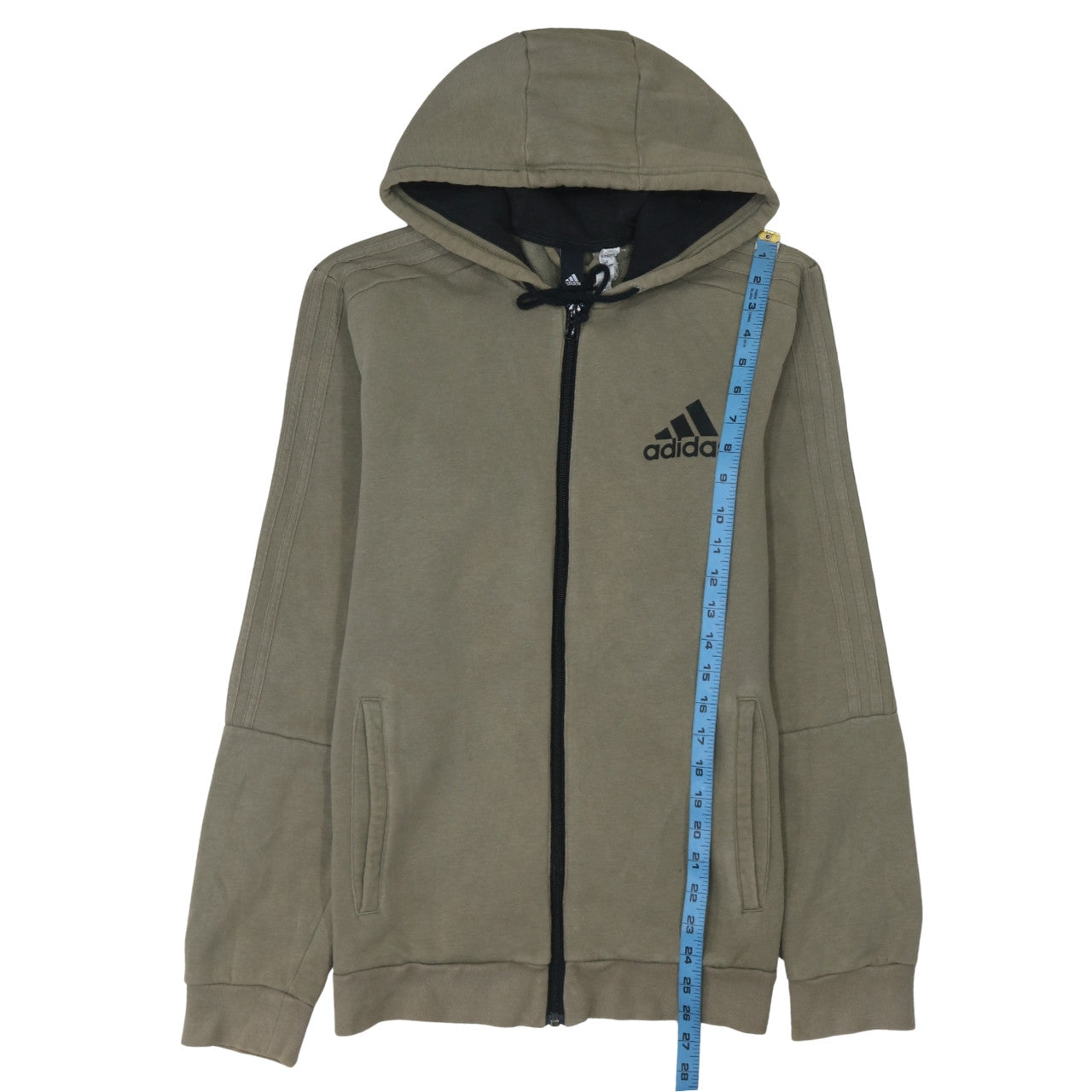 Adidas Men's Brown Full Zip Hoodie Size M Regular Fleece Logo Style