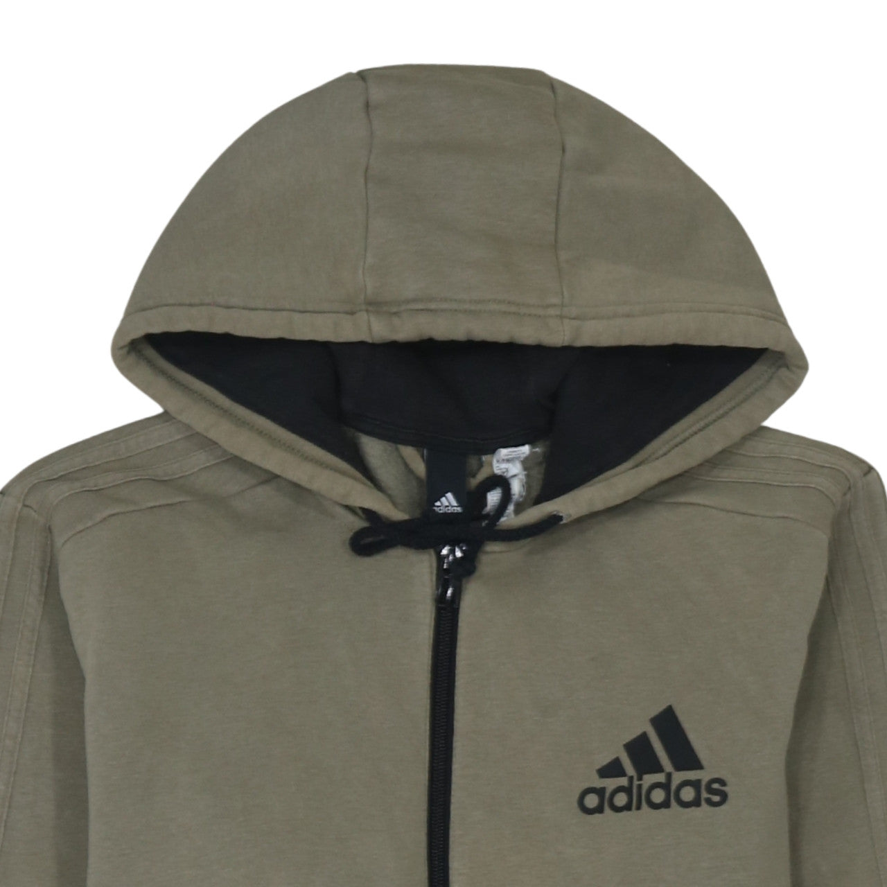 Adidas Men's Brown Full Zip Hoodie Size M Regular Fleece Logo Style