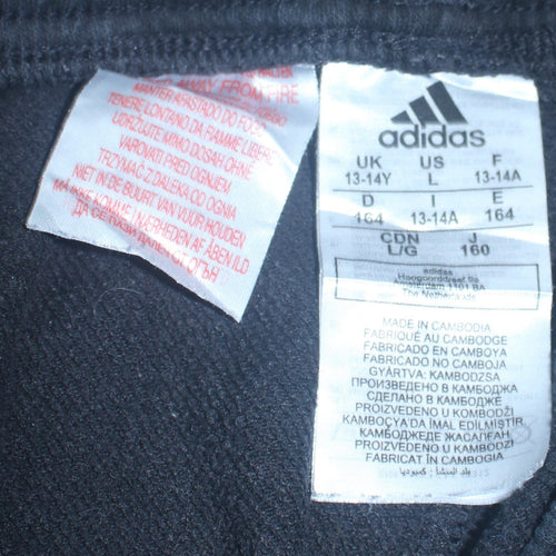 Adidas Boys Black Jogger Trousers 13-14 Years Elastic Waist Fleece