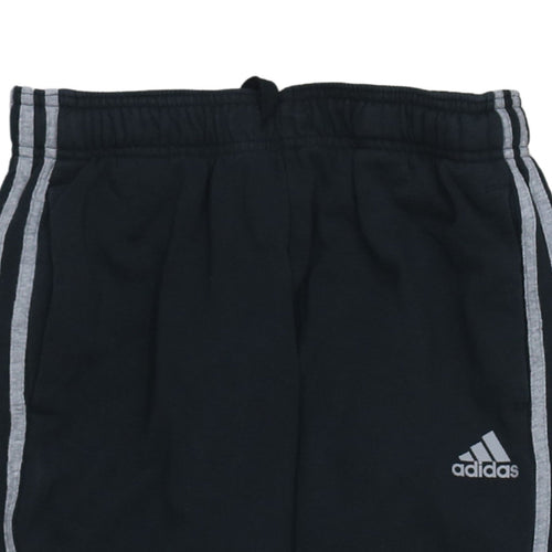 Adidas Boys Black Jogger Trousers 13-14 Years Elastic Waist Fleece