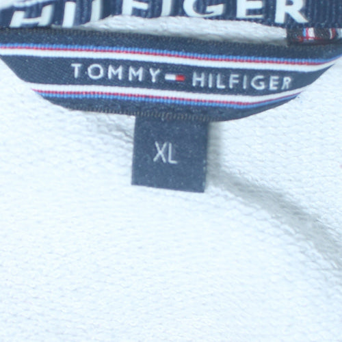 Tommy Hilfiger Womens White Silver Logo Crew Neck Sweatshirt XL