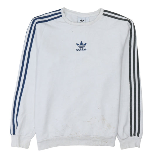 Adidas Mens White Sweatshirt M Pullover Crew Neck Logo Sportswear