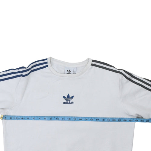 Adidas Mens White Sweatshirt M Pullover Crew Neck Logo Sportswear