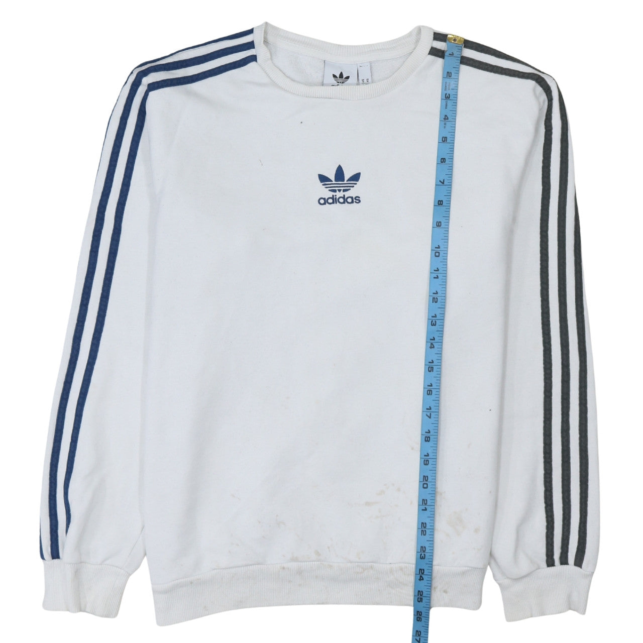 Adidas Mens White Sweatshirt M Pullover Crew Neck Logo Sportswear