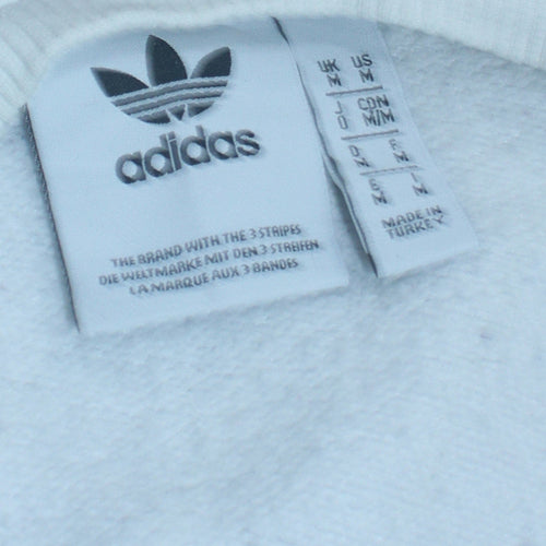 Adidas Mens White Sweatshirt M Pullover Crew Neck Logo Sportswear