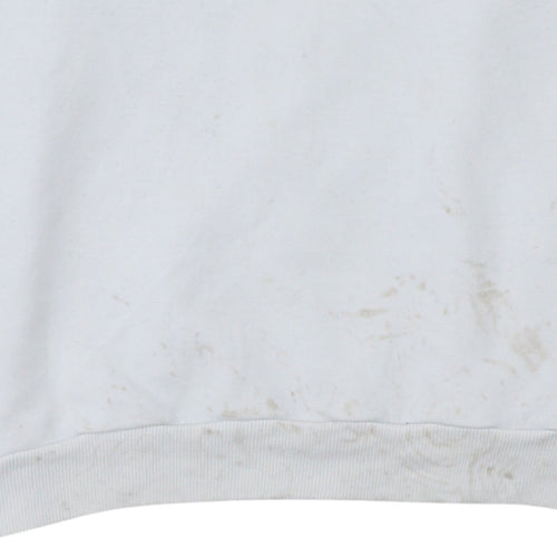Adidas Mens White Sweatshirt M Pullover Crew Neck Logo Sportswear