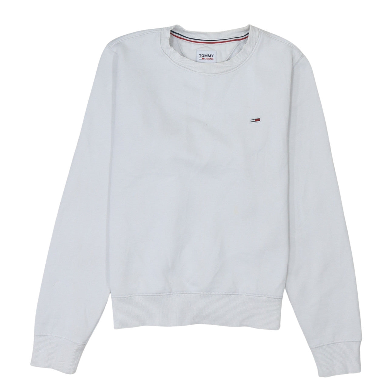 Tommy Jeans Men's White XS Pullover Logo Crew Neck Sweatshirt