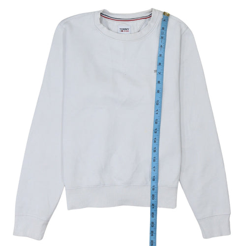 Tommy Jeans Men's White XS Pullover Logo Crew Neck Sweatshirt