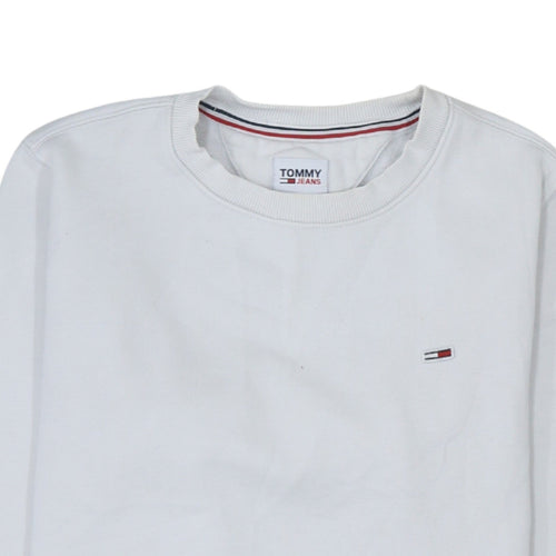 Tommy Jeans Men's White XS Pullover Logo Crew Neck Sweatshirt