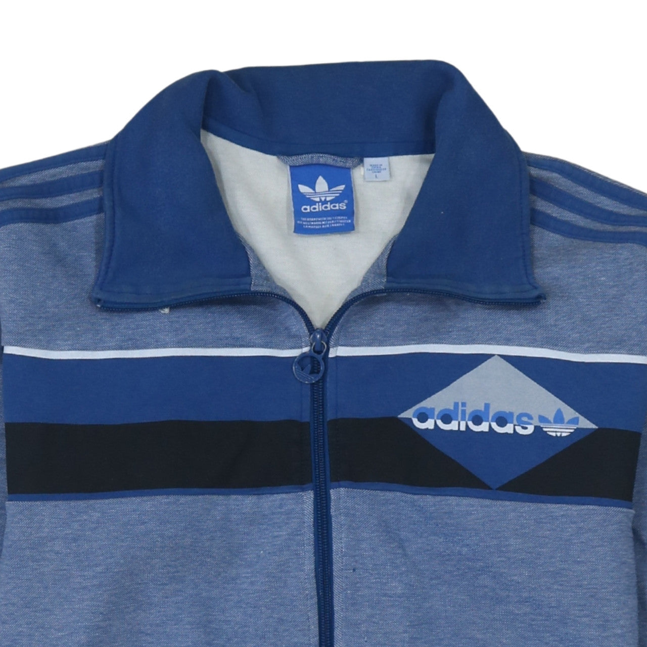 Adidas Men's Blue Full Zip Retro Sports Sweatshirt Size L