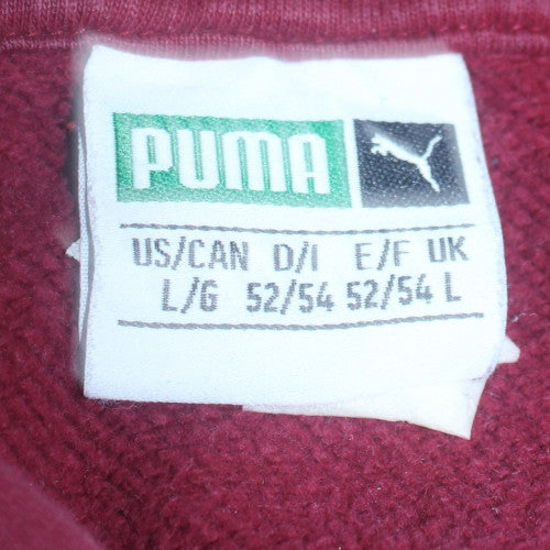 Puma Men’s Red Pullover Hoodie Size L Regular Fit Fleece Logo